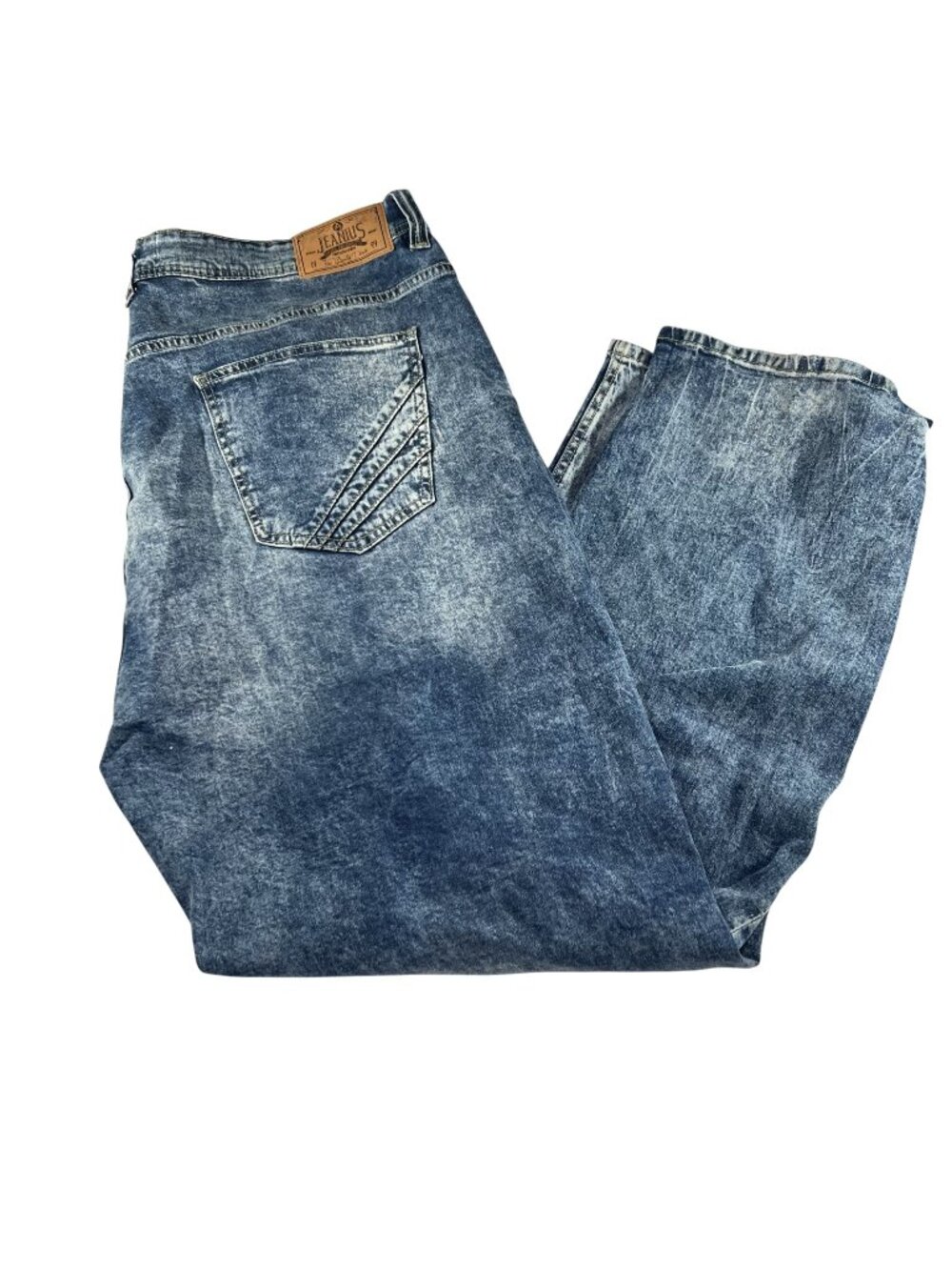 Y2K Akademiks Mens Acid Wash Denim Baggy Wide Leg Jeans Size 44x32 Streetwear